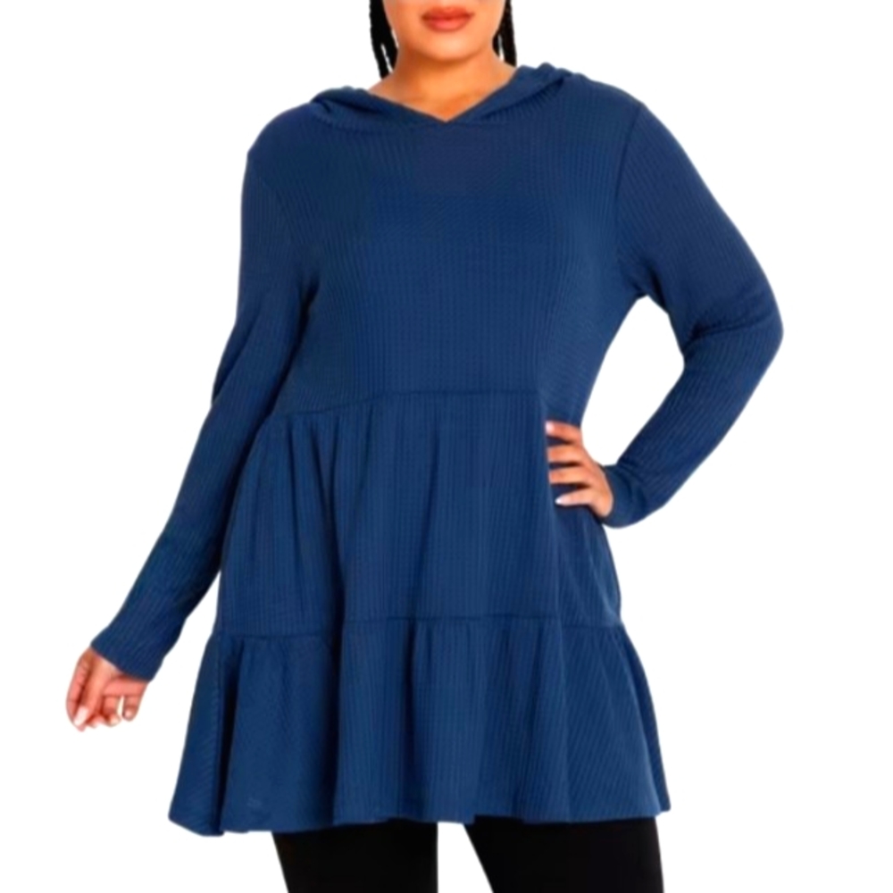 New Avenue Steel Blue Nola Waffle Tunic Size: 16
